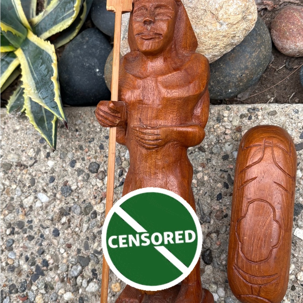 African Wooden Tribal Warrior Statue